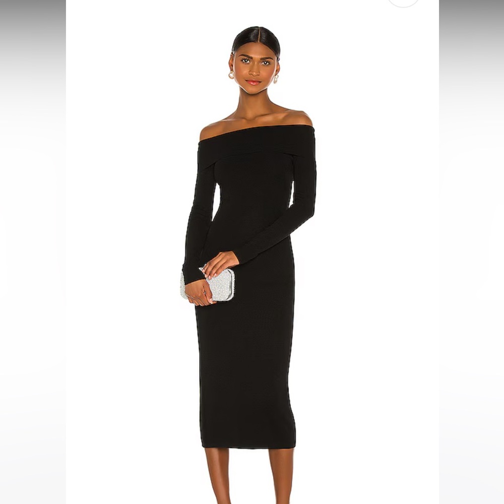 Bardot Black Off-Shoulder Long Sleeve Dress